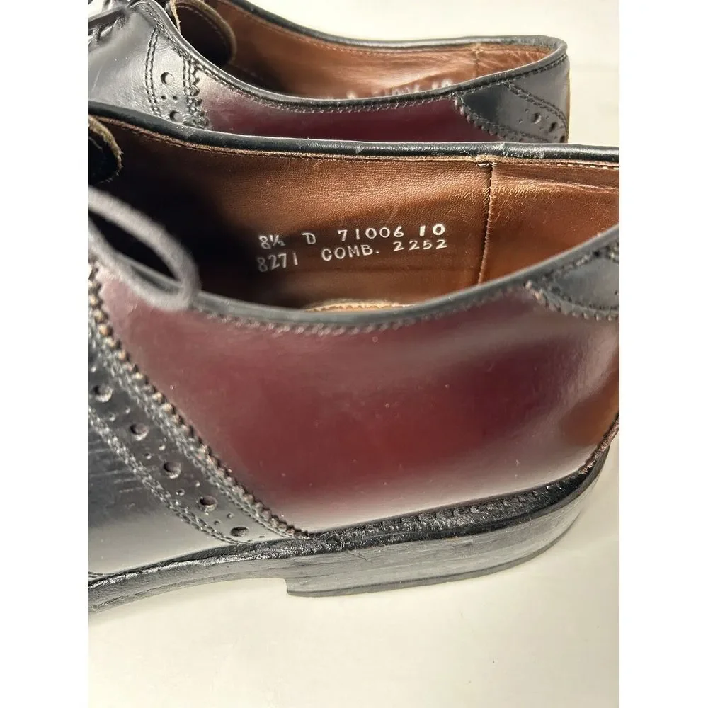 Allen Edmonds 71006 Polo Burgundy 2-Tone Plain Toe Saddle‎ Shoes Mens 8.5 D